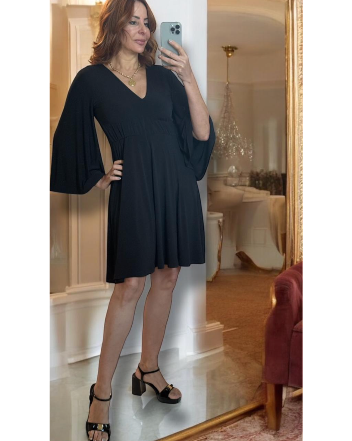 Black Flowy dress by Designer