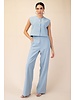 Buttoned Vest Top & Rise Wide Leg Pants