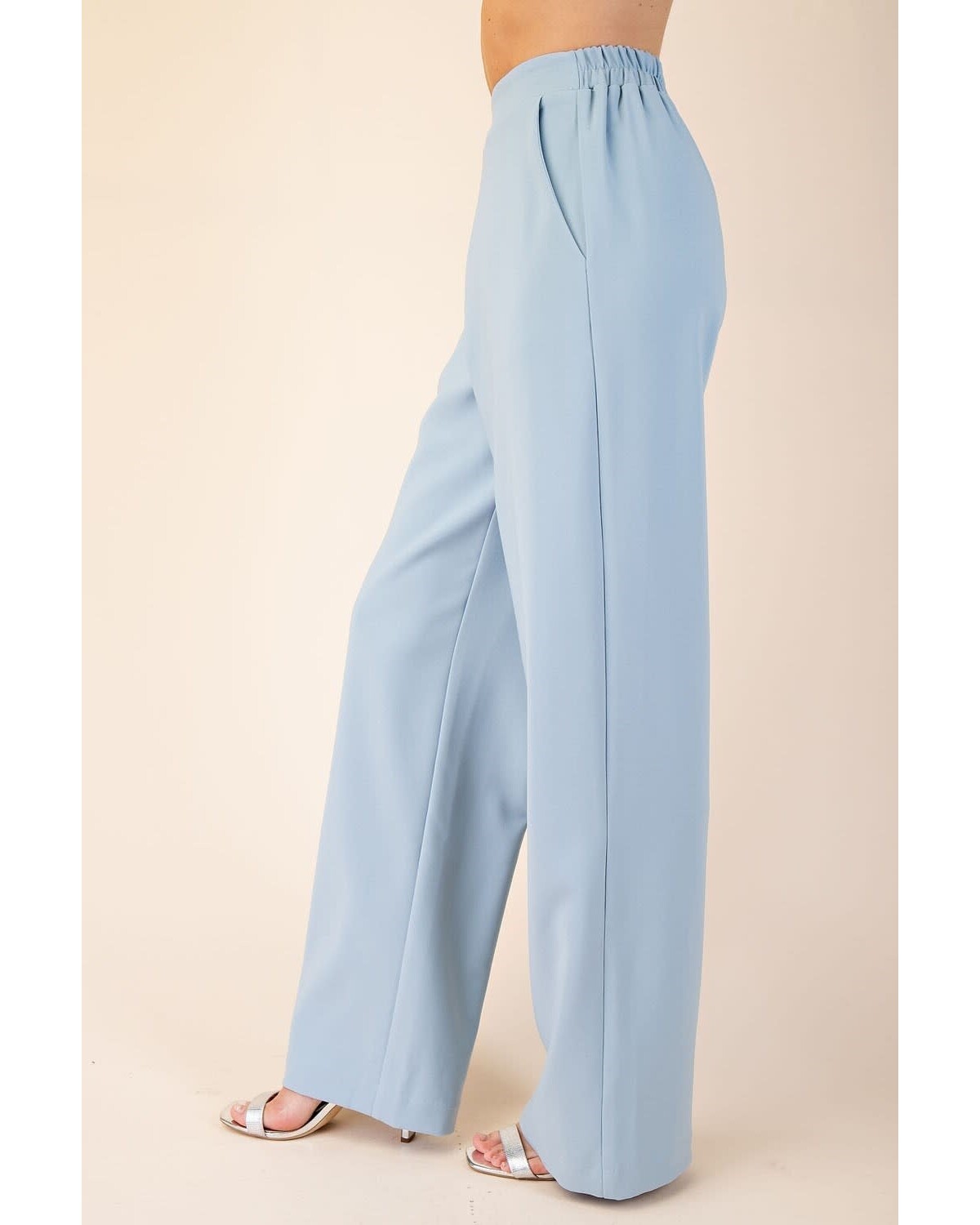 Buttoned Vest Top & Rise Wide Leg Pants