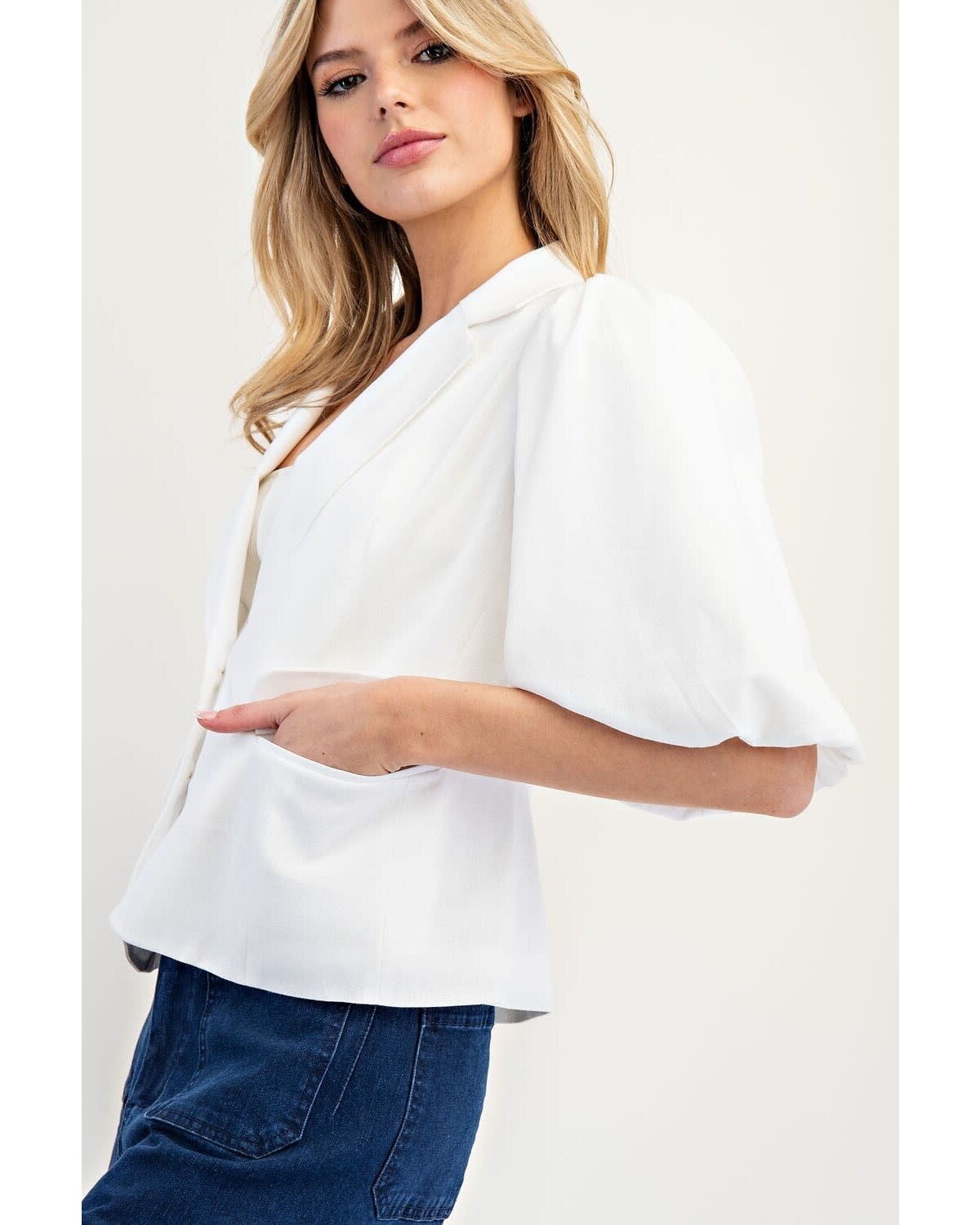Bubble half Sleeve Blazer Top