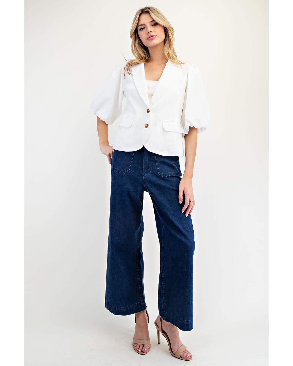 Bubble half Sleeve Blazer Top