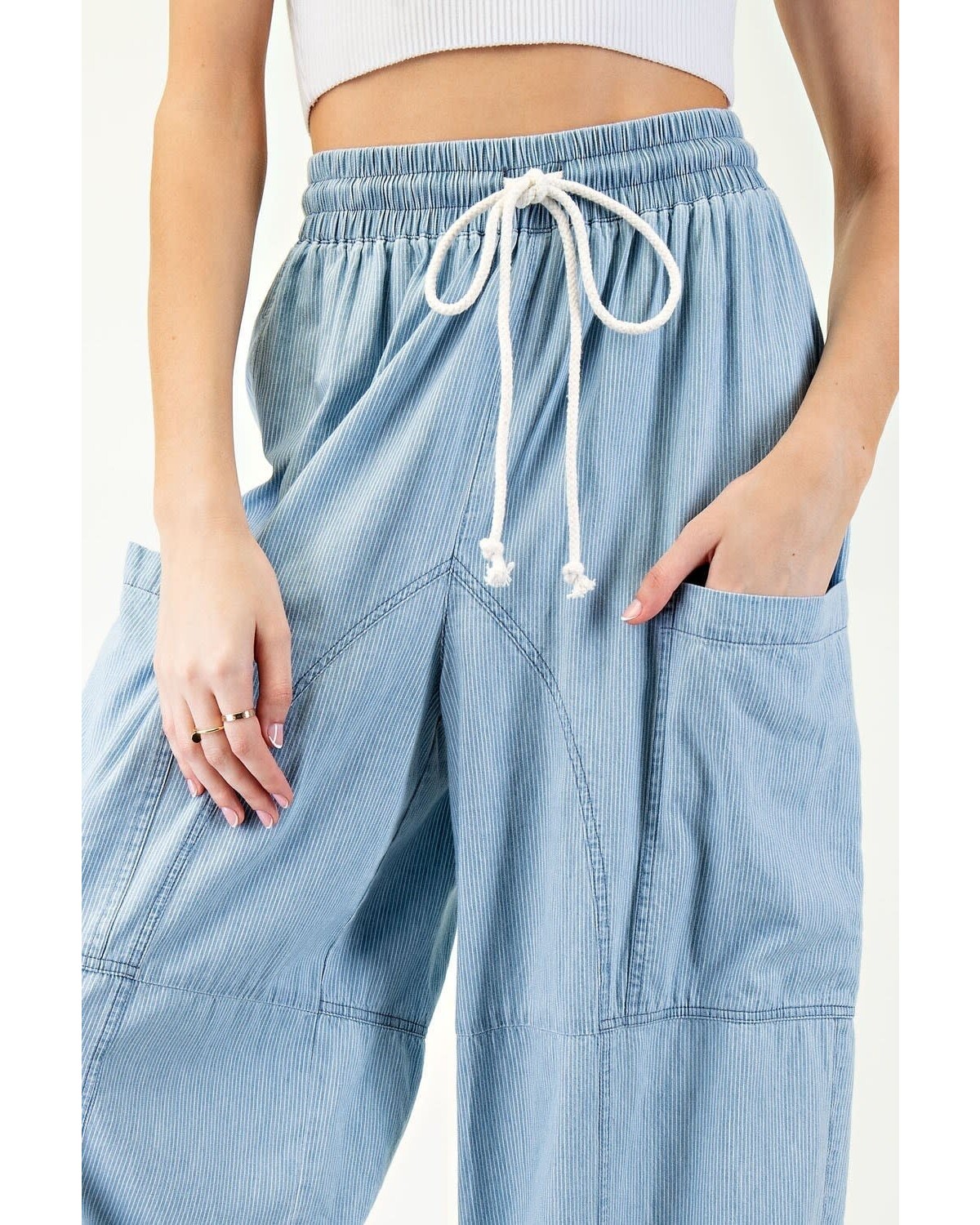 Stone Washed striped Straight leg Pant