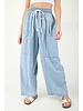 Stone Washed striped Straight leg Pant