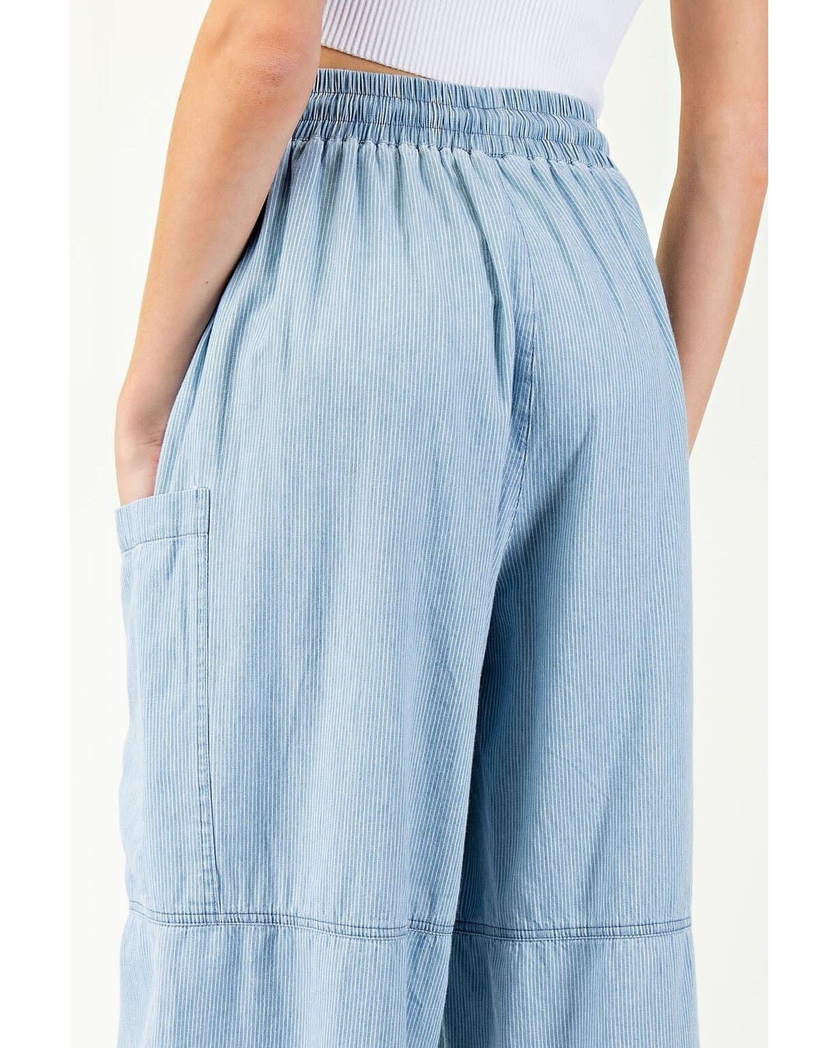 Stone Washed striped Straight leg Pant