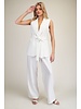 Sleeveless Belted Waist Jacket  White