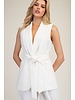 Sleeveless Belted Waist Jacket  White