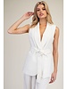 Sleeveless Belted Waist Jacket  White