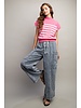 PLUS STONE WASHED PINSTRIPED WIDE LEG PANTS