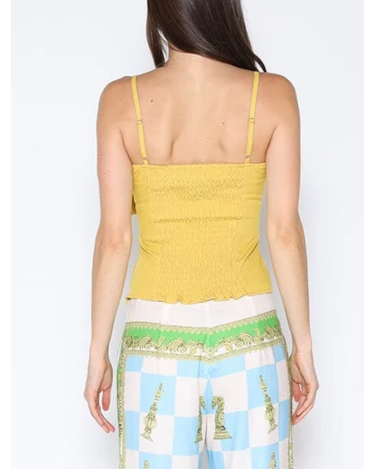 Front Bow-Tie Smoked Back Bustier Top by Gracia