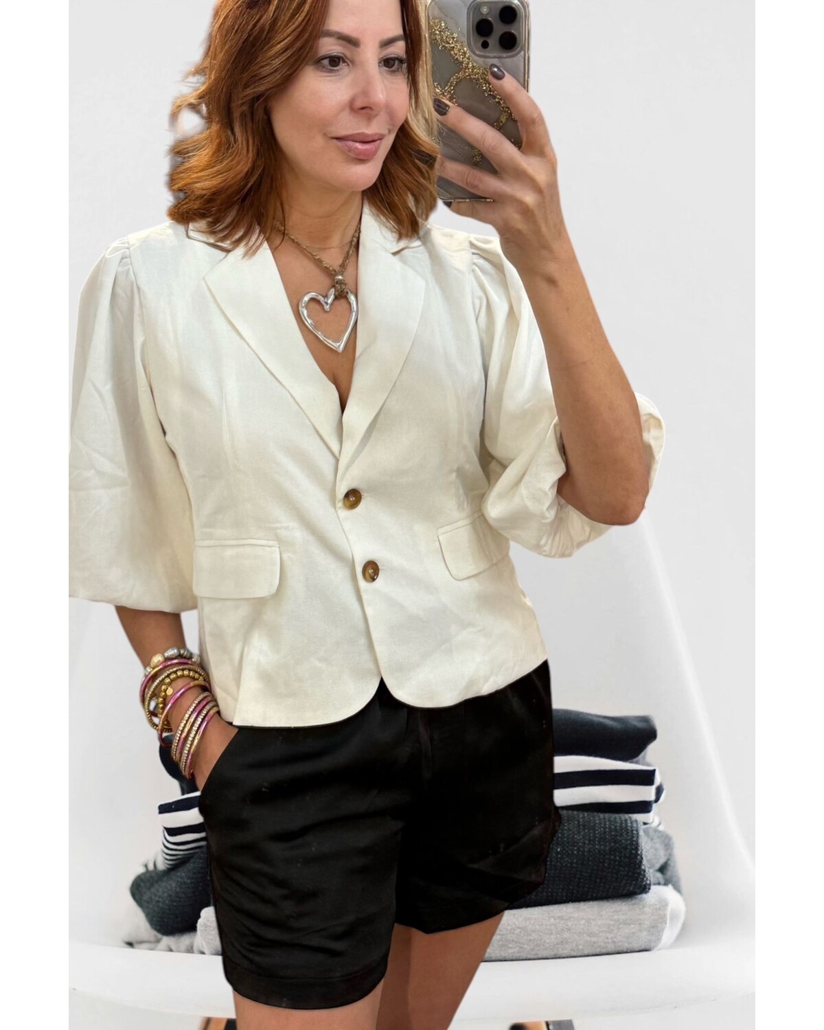 Bubble half Sleeve Blazer Top