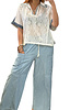 Stone Washed striped Straight leg Pant