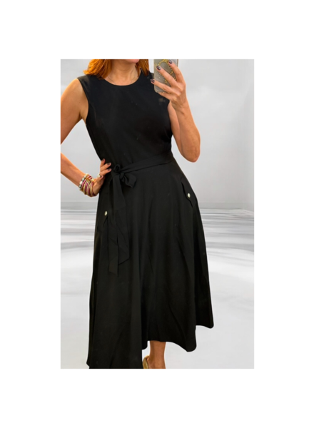 Copy of Slevelees waist Tie Maxi Dress Black