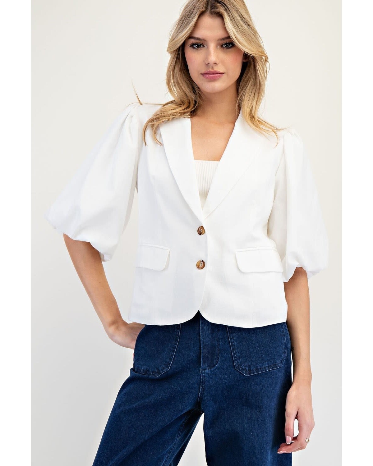 Bubble half Sleeve Blazer Top
