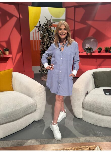 Striped Button Down Mini Shirt Dress