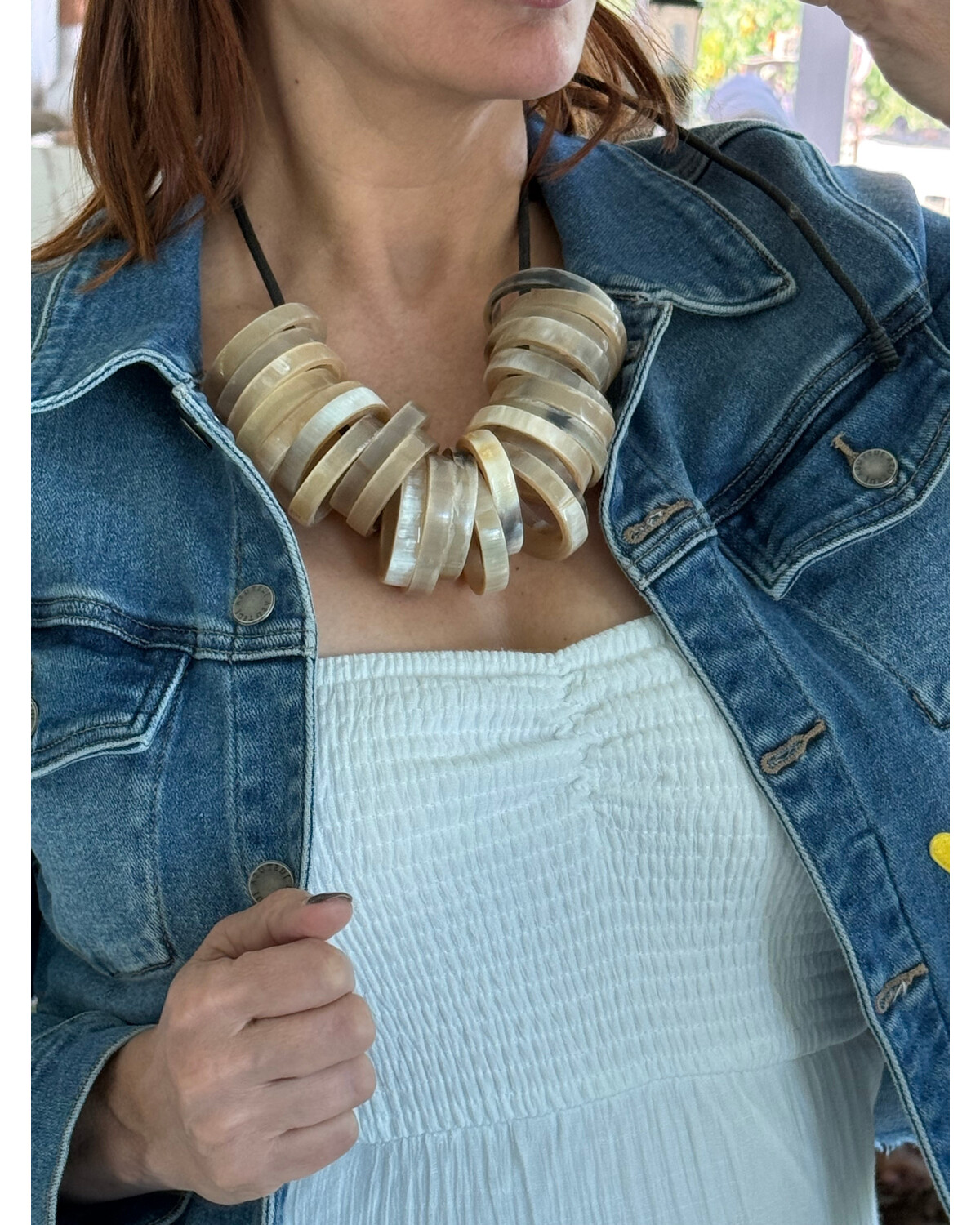 Natural ring horn necklace