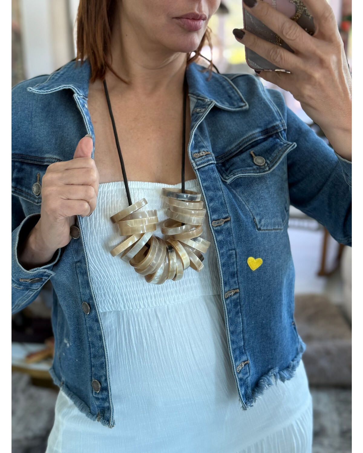 Natural ring horn necklace