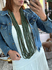 Wood layers long necklace green