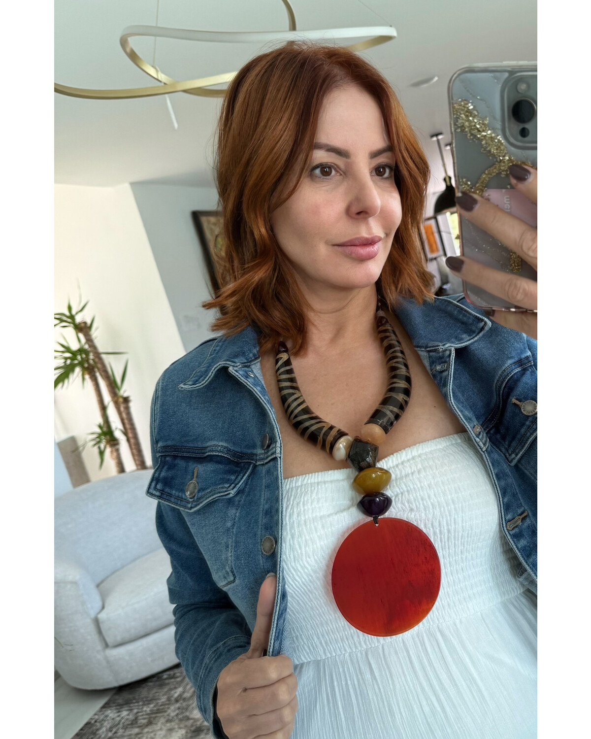 Bold Horn & Red Pendant Necklace