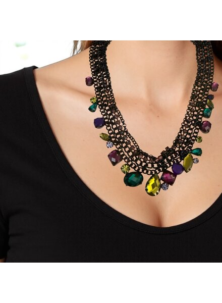 Black Mesh Gem Necklace