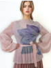 Sleeve crinkled Top pink