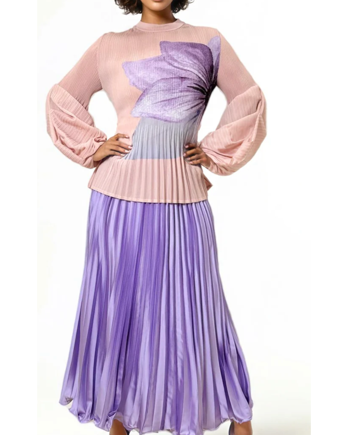 Sleeve crinkled Top pink