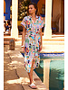 Printed Button From tMidi Dress with Waist Tie