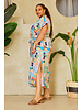 Printed Button From tMidi Dress with Waist Tie