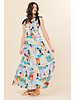 Printed Tiered Maxi Dress with Tie Shoulder