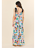 Printed Tiered Maxi Dress with Tie Shoulder