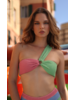 Malibu Twist Bikini Set  Description: Turn heads with the Malibu Twist Bikini Set, a bold and playful swimwear piece designed for sun-drenched days. This eye-catching set features a unique twisted one-shoulder top with a chic color-block design in s