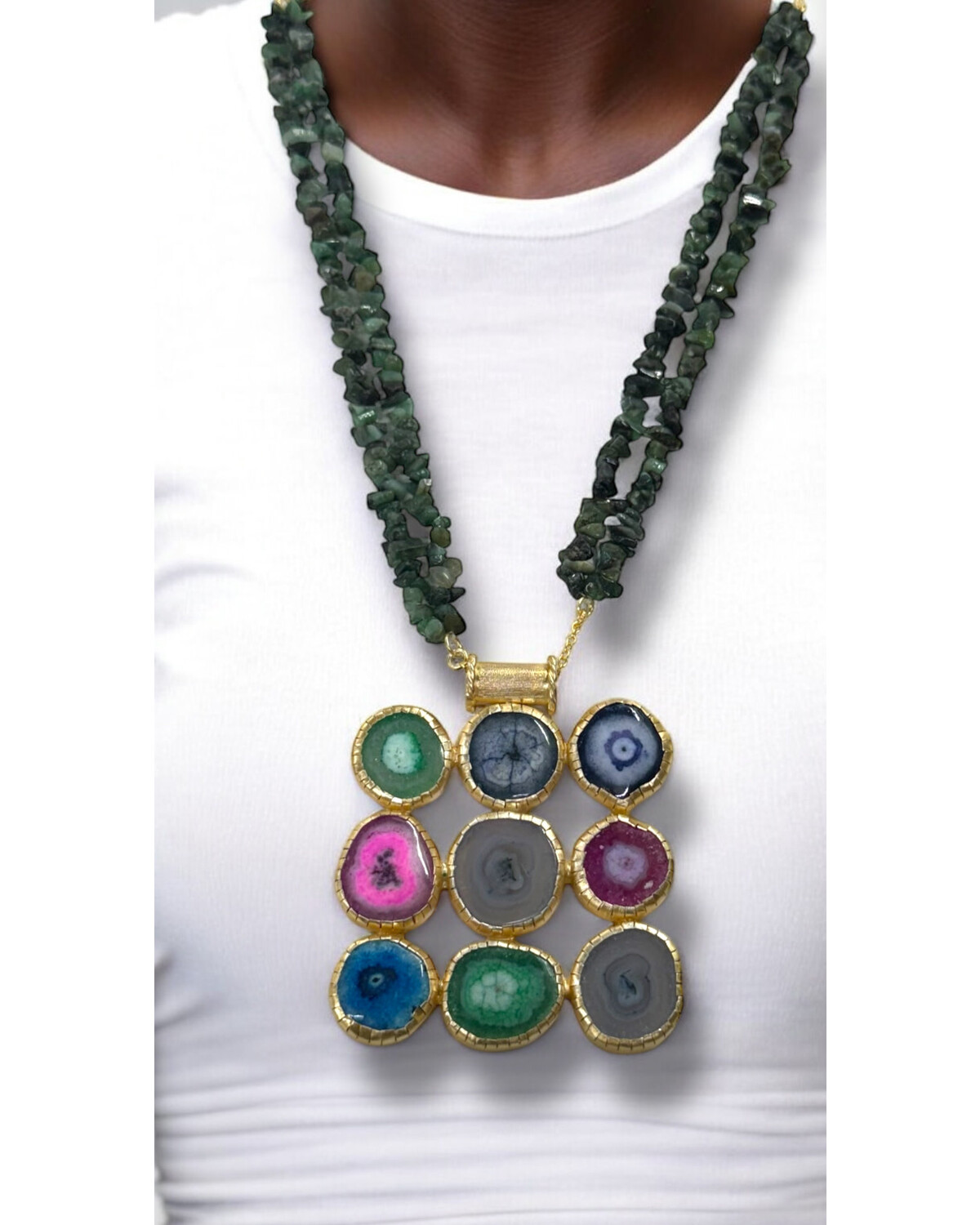 Multi Agatha long necklace