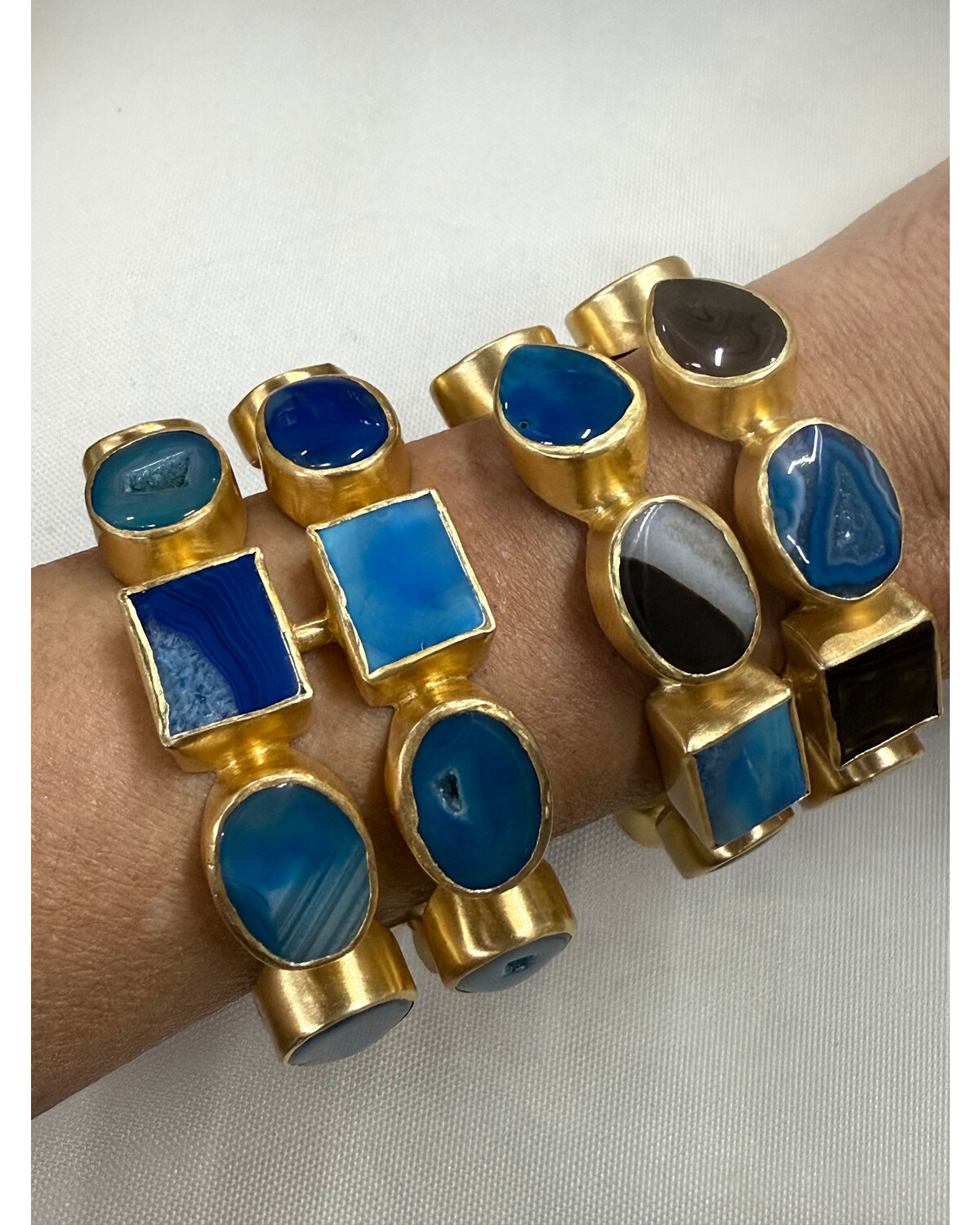 Blue Agate Cuff Bracelets