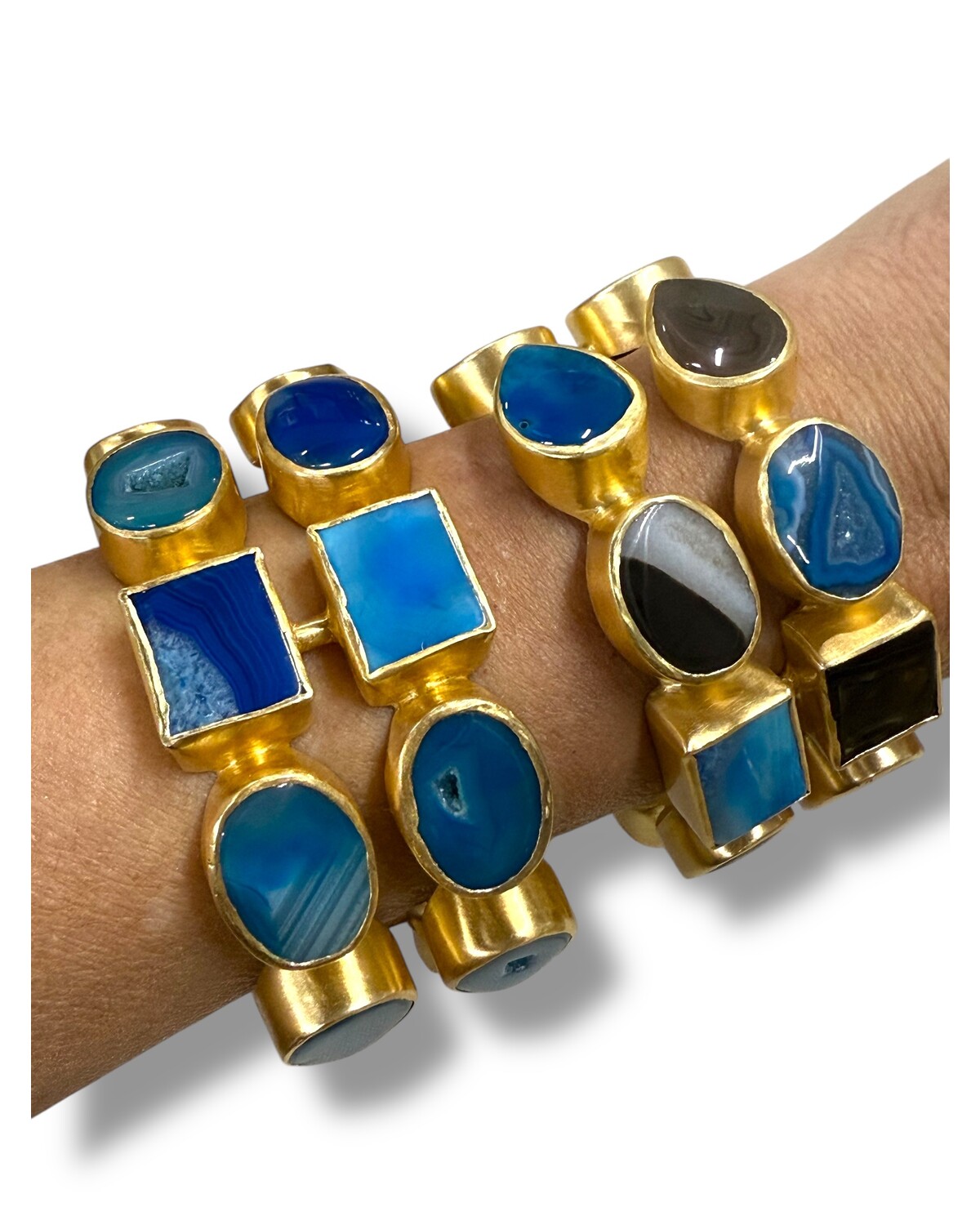 Blue Agate Cuff Bracelets