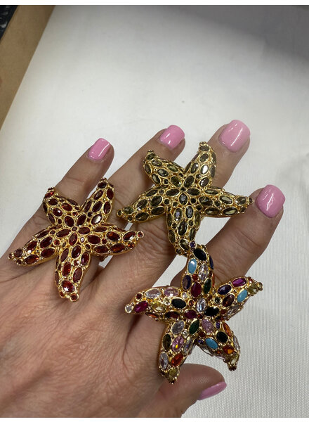 Sea star crystals adjustable rings