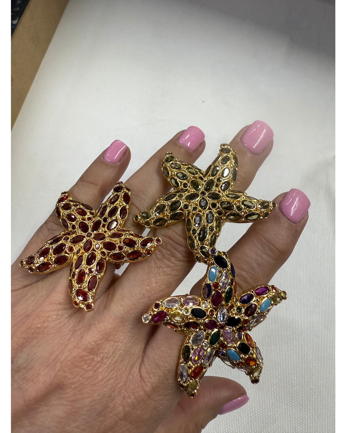 Sea star crystals adjustable rings