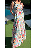 Printed Tiered Maxi Dress with Tie Shoulder