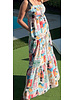 Printed Tiered Maxi Dress with Tie Shoulder