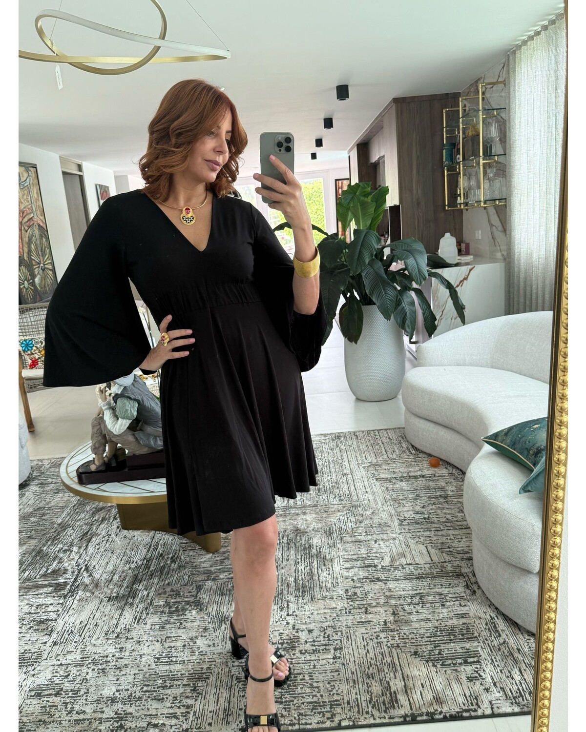 Black Flowy dress by Designer