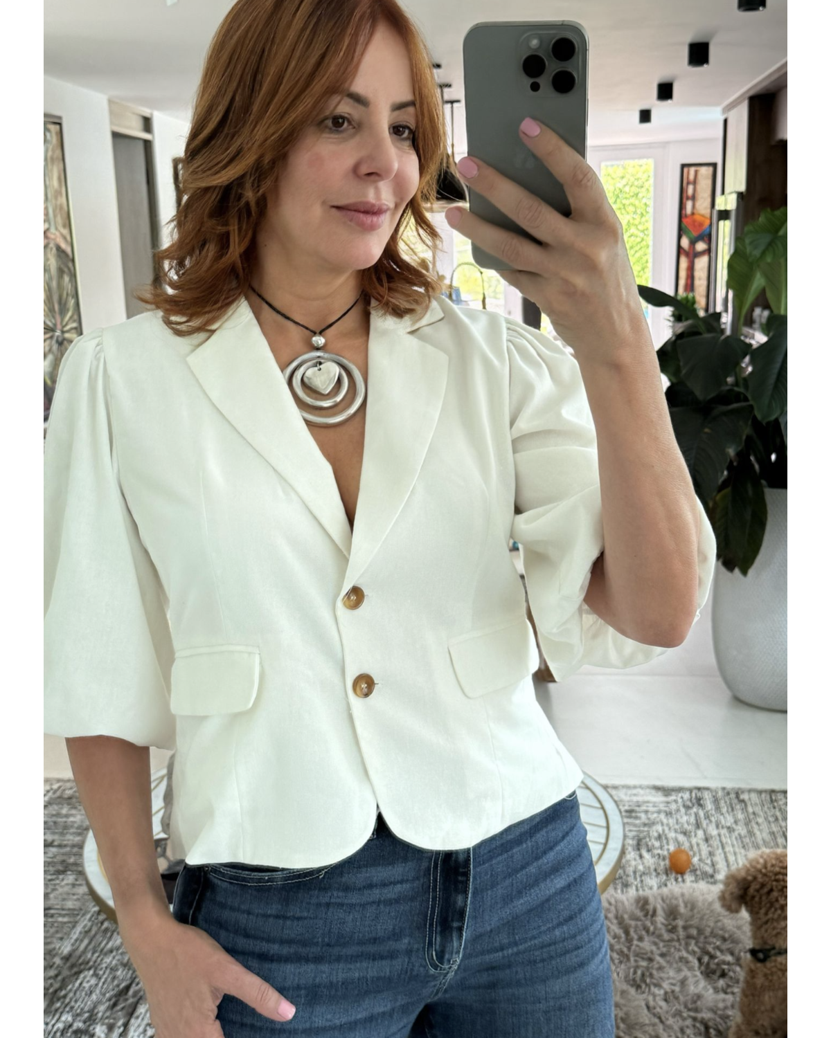 Bubble half Sleeve Blazer Top