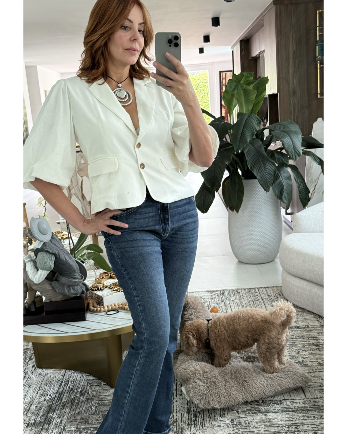 Bubble half Sleeve Blazer Top