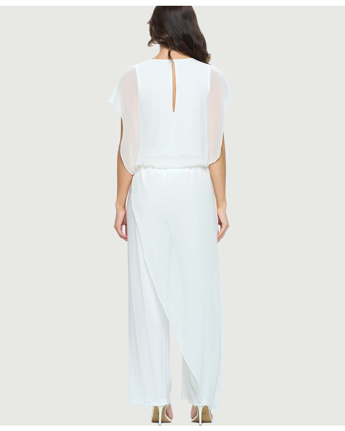 Jumpsuit with Chiffon Overlay Off white