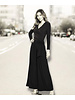 Long Sleeve Surplice Crossover Jumpsuit with Pleats BLACK