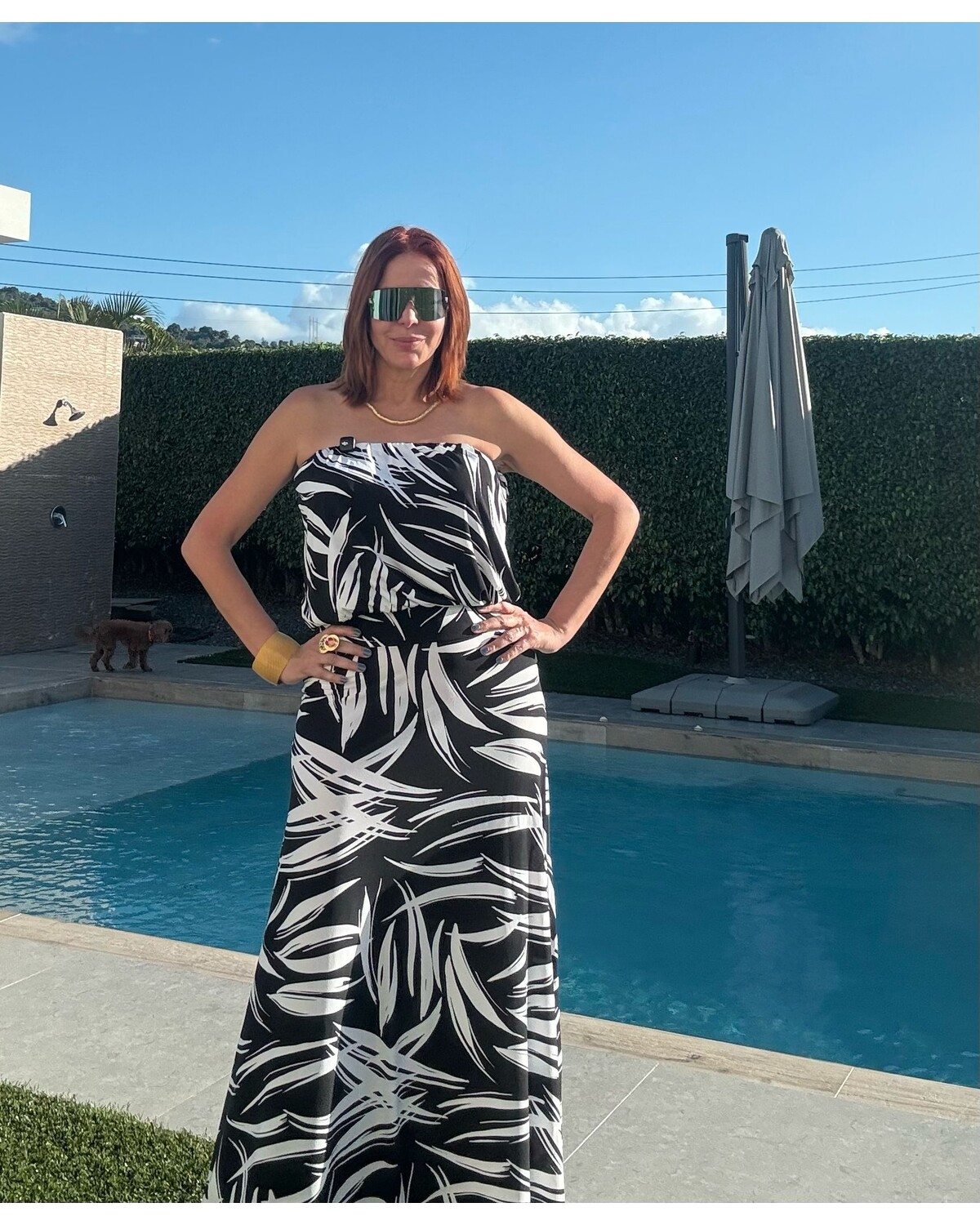 Printed Tube Top Flowy Maxi Dress