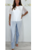 Silk Mix Short Sleeve Cross Over Longline  tunic