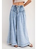 Mineral Washed Pleated Wide Leg Pants