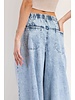 Mineral Washed Pleated Wide Leg Pants