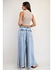 Mineral Washed Pleated Wide Leg Pants