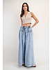 Mineral Washed Pleated Wide Leg Pants