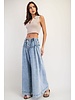 Mineral Washed Pleated Wide Leg Pants