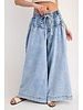 Mineral Washed Pleated Wide Leg Pants